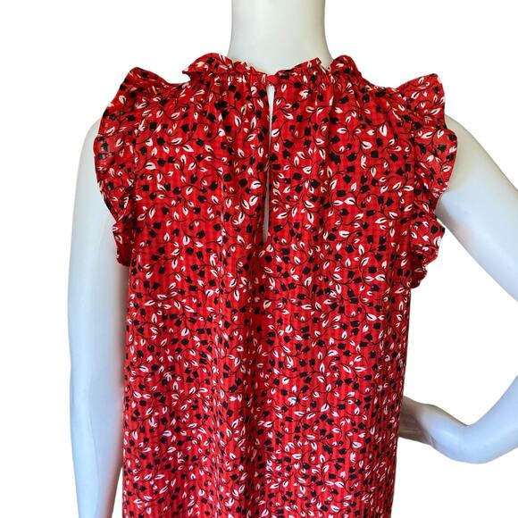 Who What Wear Ruffle Hem Floral Vine Print Midi Dress Size Small - Picture 4 of 7